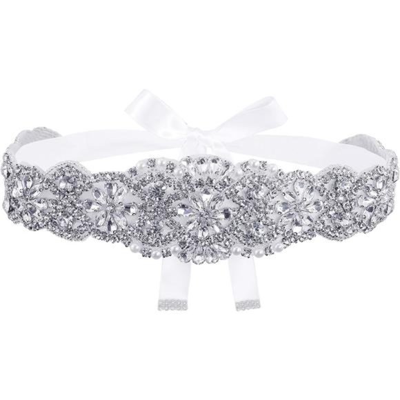 Bridal Crystal Rhinestone Braided Wedding Dress Sash Belt